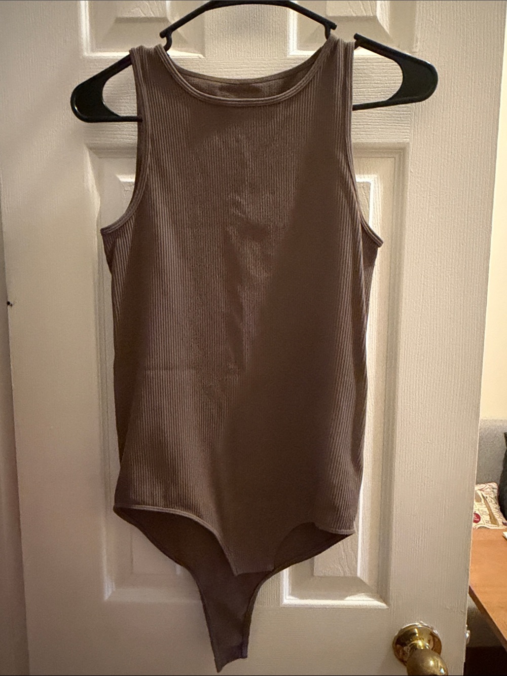 Womens Ribbed Tank One-Piece in Brown